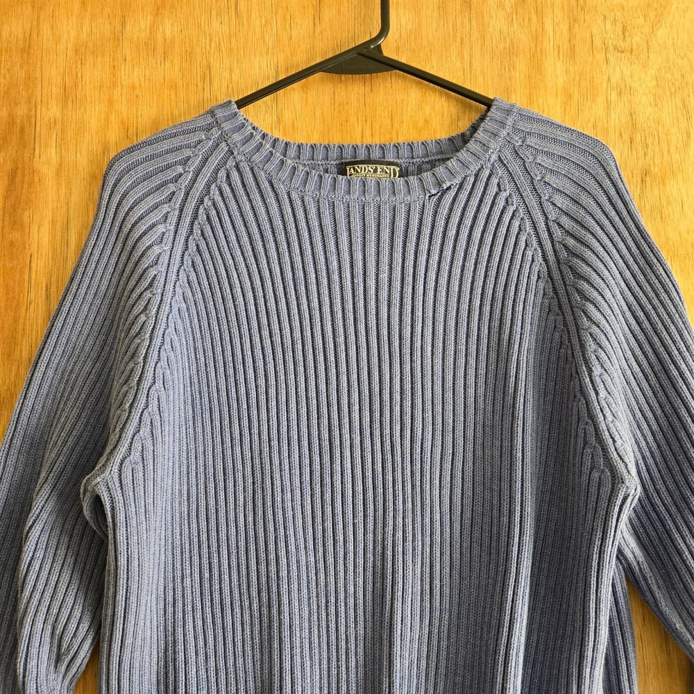 Vintage Lands' End Direct Merchants Sweater XL 18-20 Ribbed Purple Cotton USA